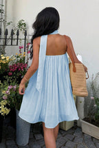 Chiffon Cutout Back Elegant Mini Dress