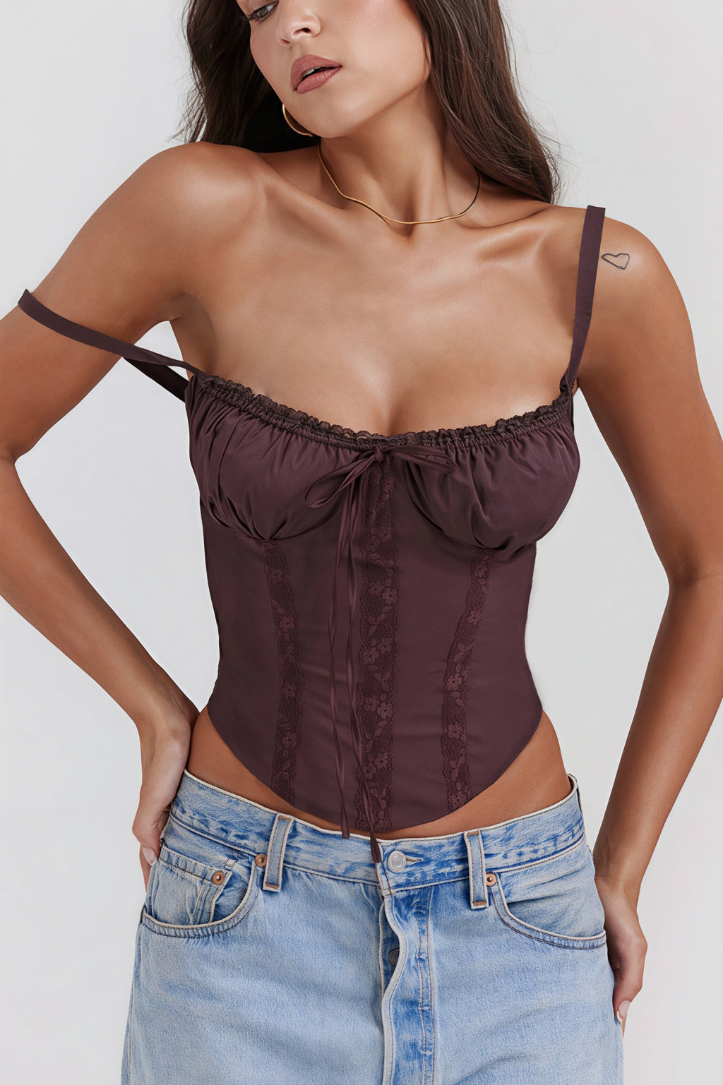 Lace Panel Tie Sexy Cami Top