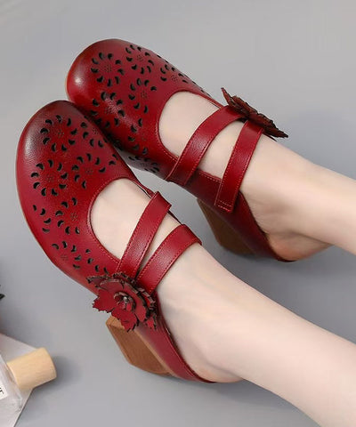 Boho Rindsleder Spleißen Braun Slide Sandalen Aushöhlen 