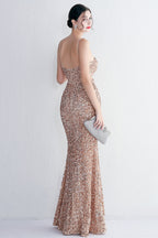 Mermaid Halter Black Sequins Long Prom Dress with Keyhole