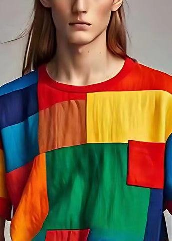 Camisetas sin mangas de lino con patchwork y bloques de color, apliques de verano 