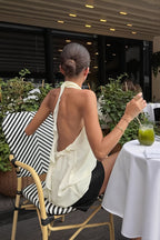 Chiffon Ruffle Halter Tie Back Sleeveless Halter Top