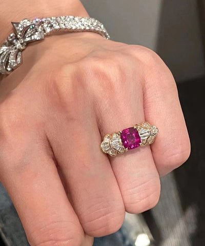 Boutique Rote Kupferlegierung Edelsteinringe 