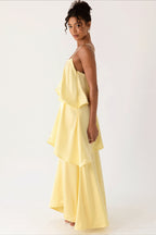 Solid Ruffle Tiered Loose Maxi Dress