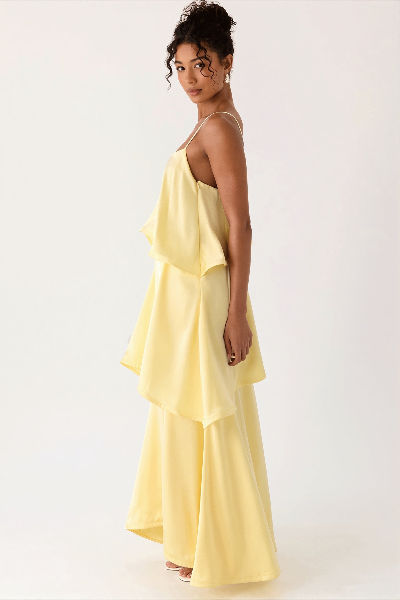 Solid Ruffle Tiered Loose Maxi Dress