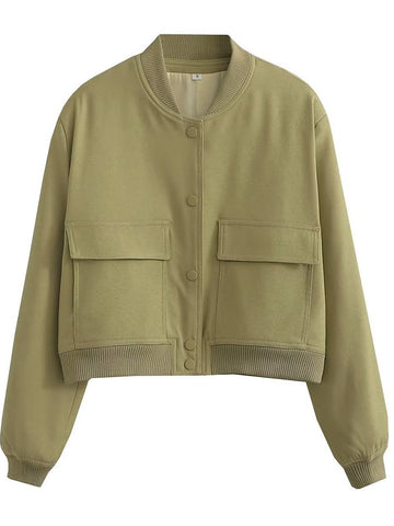 Mode Frau Bomber Jacken für Frauen 2024 Frühling Herbst Weibliche Langarm Mäntel Damen Große Taschen Jacke Neue Oberbekleidung 