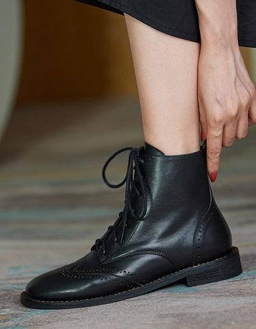 Botas Oxford vintage con cordones, hechas a mano, de estilo británico 