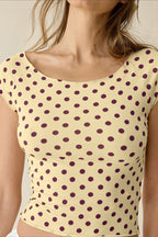 Cropped Fitted Retro Polka Dot T‑shirt