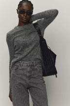 Mohair Round Neck Knit Top