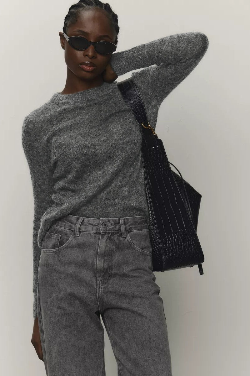 Mohair Round Neck Knit Top