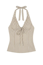 Sweet Striped Tie Backless Halter Top