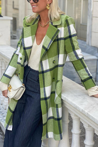 Langärmliger, lockerer, karierter Trenchcoat 