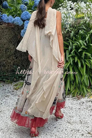 Rückenfreies Resort-Maxikleid aus Chiffon mit botanischem Print und Sling 