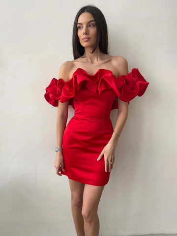 Chic Cupcake Dress Strapless Slit Birthday Party Mini Dresses