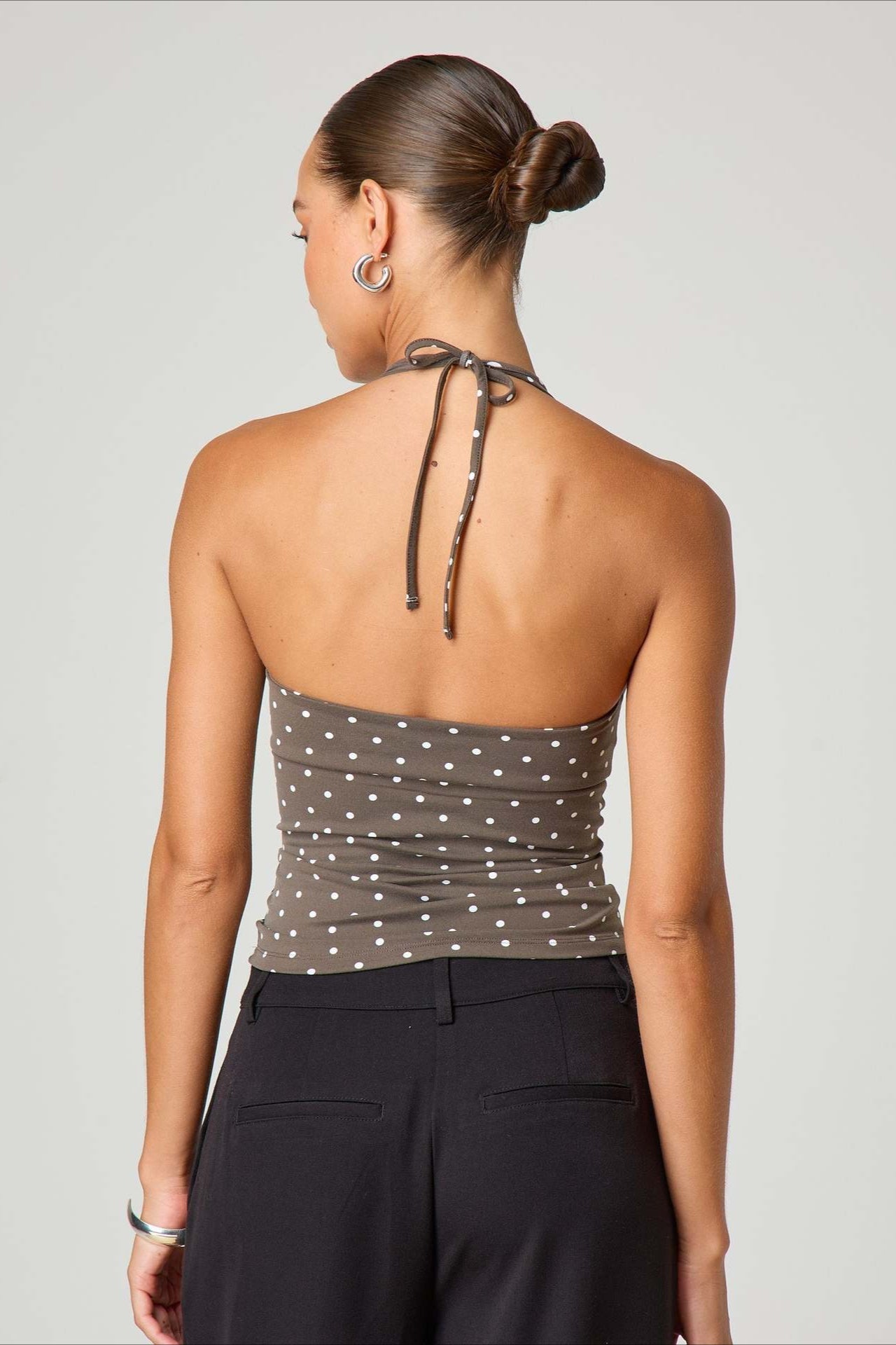 Sexy Polka Dot Plaid Slim Halter Top