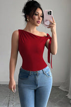 Knot Tie One Shoulder T-shirt