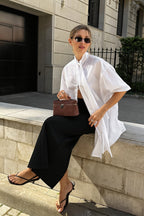 Stand Collar Tie White Elegant Blouse