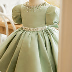 Vestido para niñas pequeñas, color verde perla, para comunión, formal, princesa, fiesta de cumpleaños 
