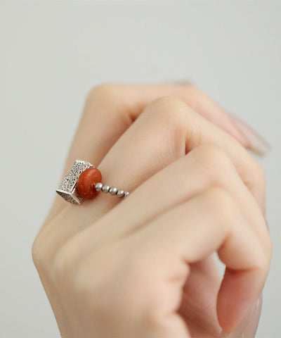 Retro-Seide Sterling Silber Perlen Bienenwachs Ringe 