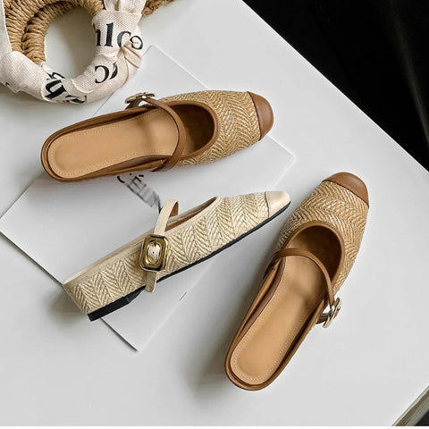 Designer Sommer Frauen Weben Maultiere Hausschuhe Mode Flach Slip Auf Damen Outdoor Rutschen Weibliche Wohnungen Schuhe 