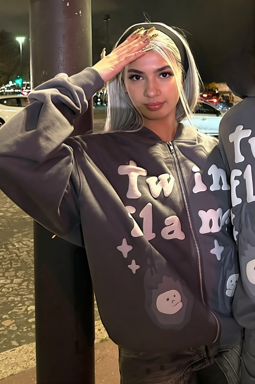 Graffiti Letter Zip Up Hoodie