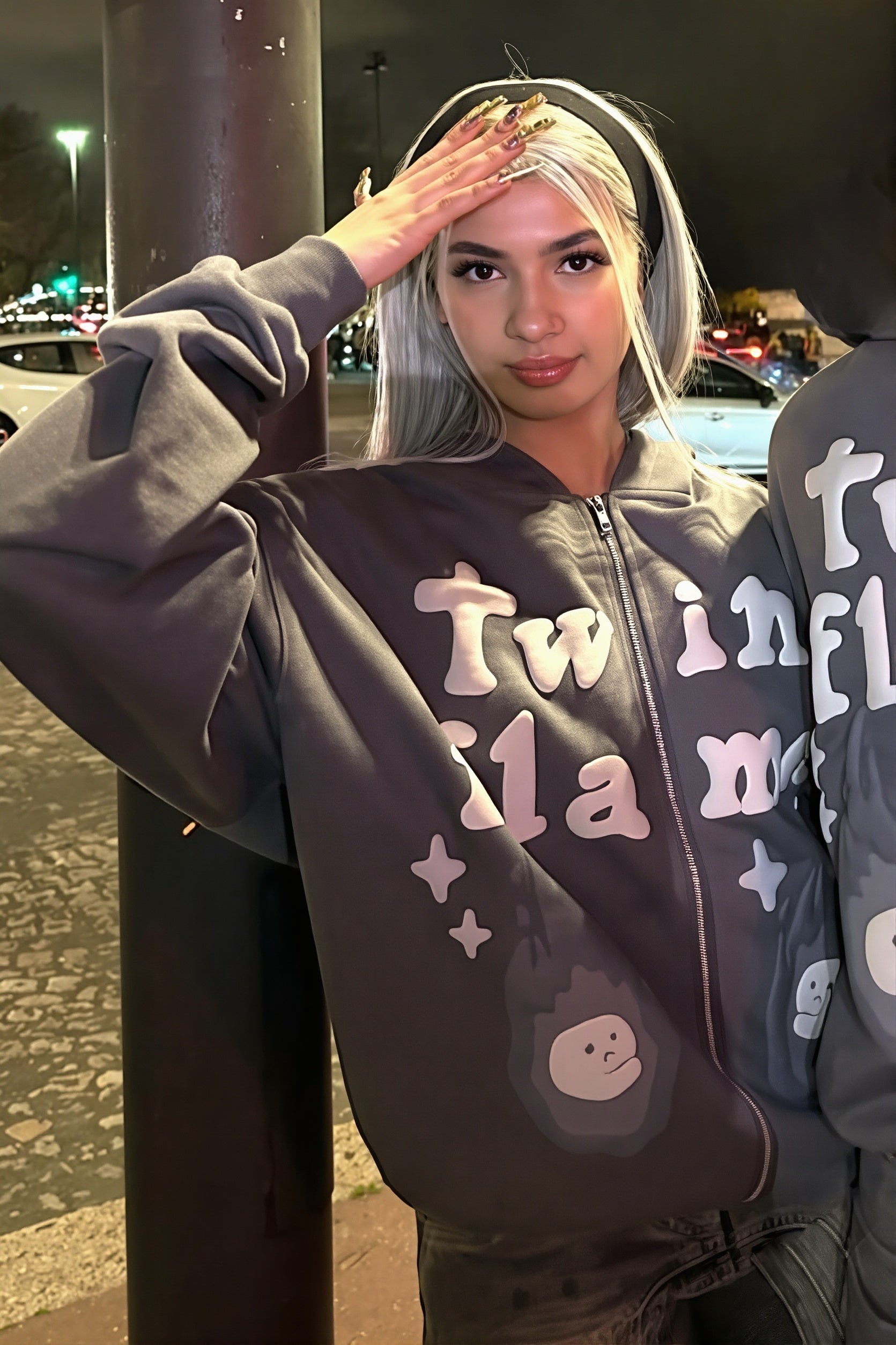 Graffiti Letter Zip Up Hoodie