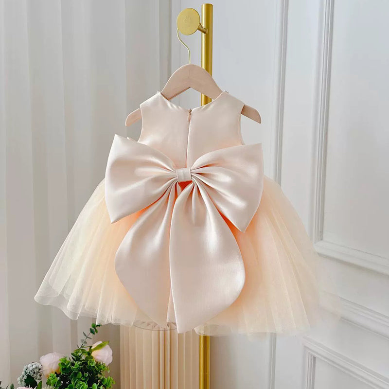 Niedliches Baby-Mädchen-Kleid in Champagner für die neue Saison – perfekt für Kleinkind-Festlichkeiten, Erstkommunion und als Prinzessinnenkleid 