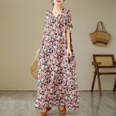 Summer Retro Loose Floral Dress Plus Size