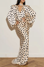 Vintage Polka Dot Sash Maxi Dress