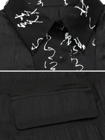 Blusas y camisas con solapas escalonadas, aberturas laterales, estampados, con cordones y dos bolsillos laterales falsos 