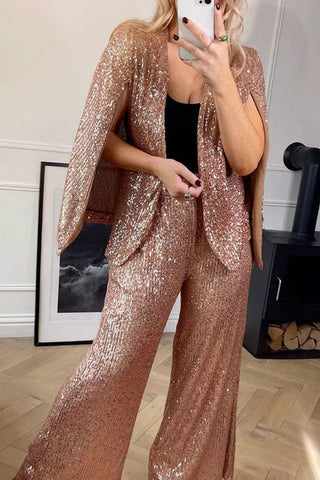 Besondere festliche Kleidung – Pailletten-Cape-Blazer 