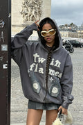 Graffiti Letter Zip Up Hoodie