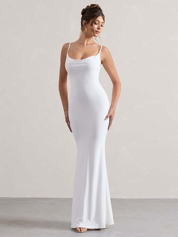Partykleid mit Spaghettiträgern und offenem Rücken, sexy Meerjungfrau-Maxikleid 
