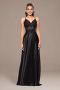 Charmeuse-Kleid in A-Linie mit appliziertem Oberteil