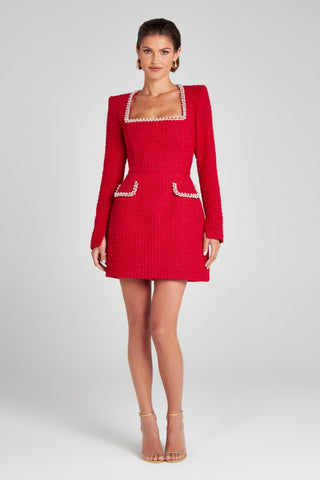 Camilla Square Neck Tweed Mini Dress