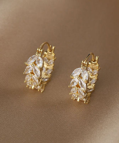 Pendientes de aro con espigas de trigo y circonitas de aleación de cobre y oro Vogue 