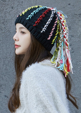 Peluca de trenza sucia beige estilo hip hop de una pieza, gorro Bonnie tejido a mano 