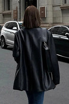Black PU Leather Blazer Jacket