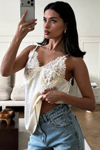Chic Lace Trim V Neck Sexy Everyday Cami Top