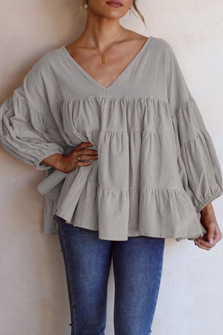 Tops casuales de moda con cuello en V y abertura en la parte superior lisa 