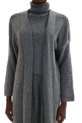 Set aus langärmliger Strickjacke, ärmellosem Oberteil mit hohem Kragen und Maxirock 