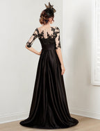 Vestidos para madre de la novia de corte A/princesa, con escote joya y largo hasta el suelo 