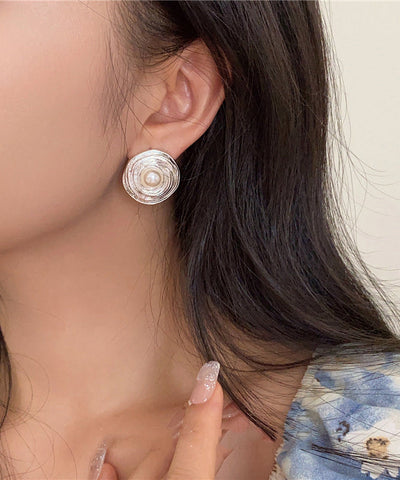 Pendientes vintage de perlas de resina y metal de seda 