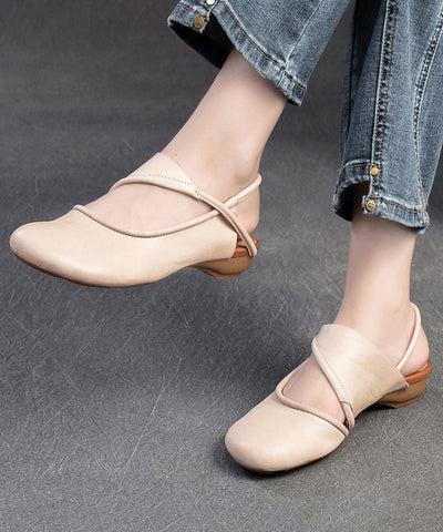 Handmade Green Cowhide Leather Splicing Hollow Out Walking Sandals