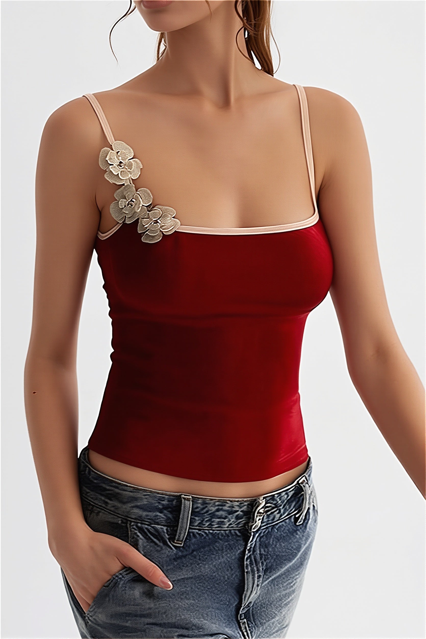 Cropped Floral Bandeau Cami Top