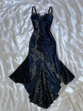Sexy Bodycon Mermaid Straps Long  Lace Prom Dress Party Dresses