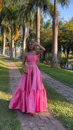 Elegantes Ballkleid, trägerlos, bodenlang, Satin, Abschlussballkleider, Abendkleider