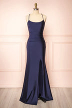 Simple  Mermaid Prom Dress Long Satin Evening Gown