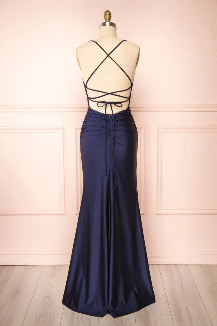Simple  Mermaid Prom Dress Long Satin Evening Gown