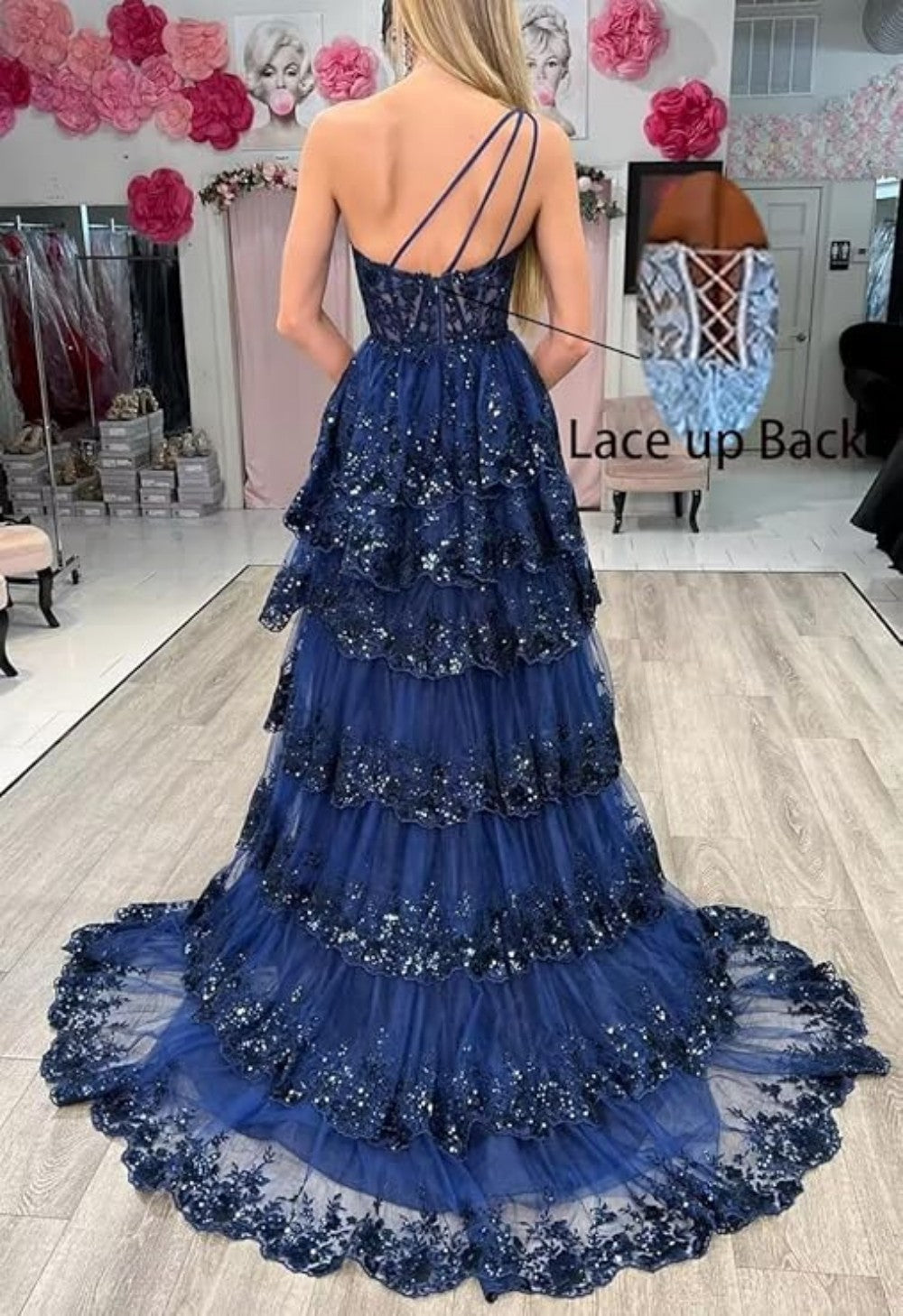 Glitzerndes Ballkleid aus Tüll, mehrlagiges Prinzessinnenkleid, Abschlusskleid, süßes Hochzeitskleid
